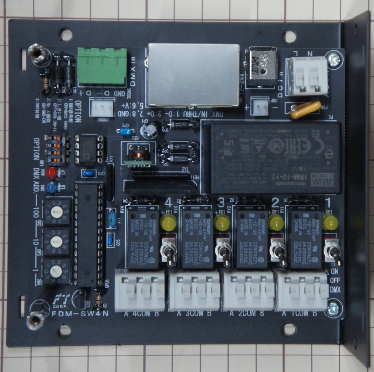 ＦＤＭ－ＳＷ４Ｎ<br>ＤＭＸ－リレー接点インターフェース<br>５Ａ×４ｃｈ